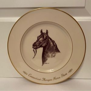 LENOX CONNECTICUT MORGAN HORSE SHOW PLATE PRIZE COMMEMORATIVE HOME ACCENT CREAM